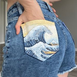 Custom Hand Painted Denim Mini Shorts Packets